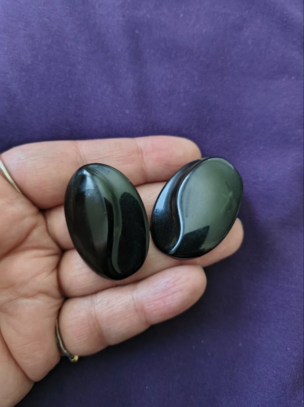 Vintage 1980s Napier Black Resin Gold Tone Back Earrings. Estate Find